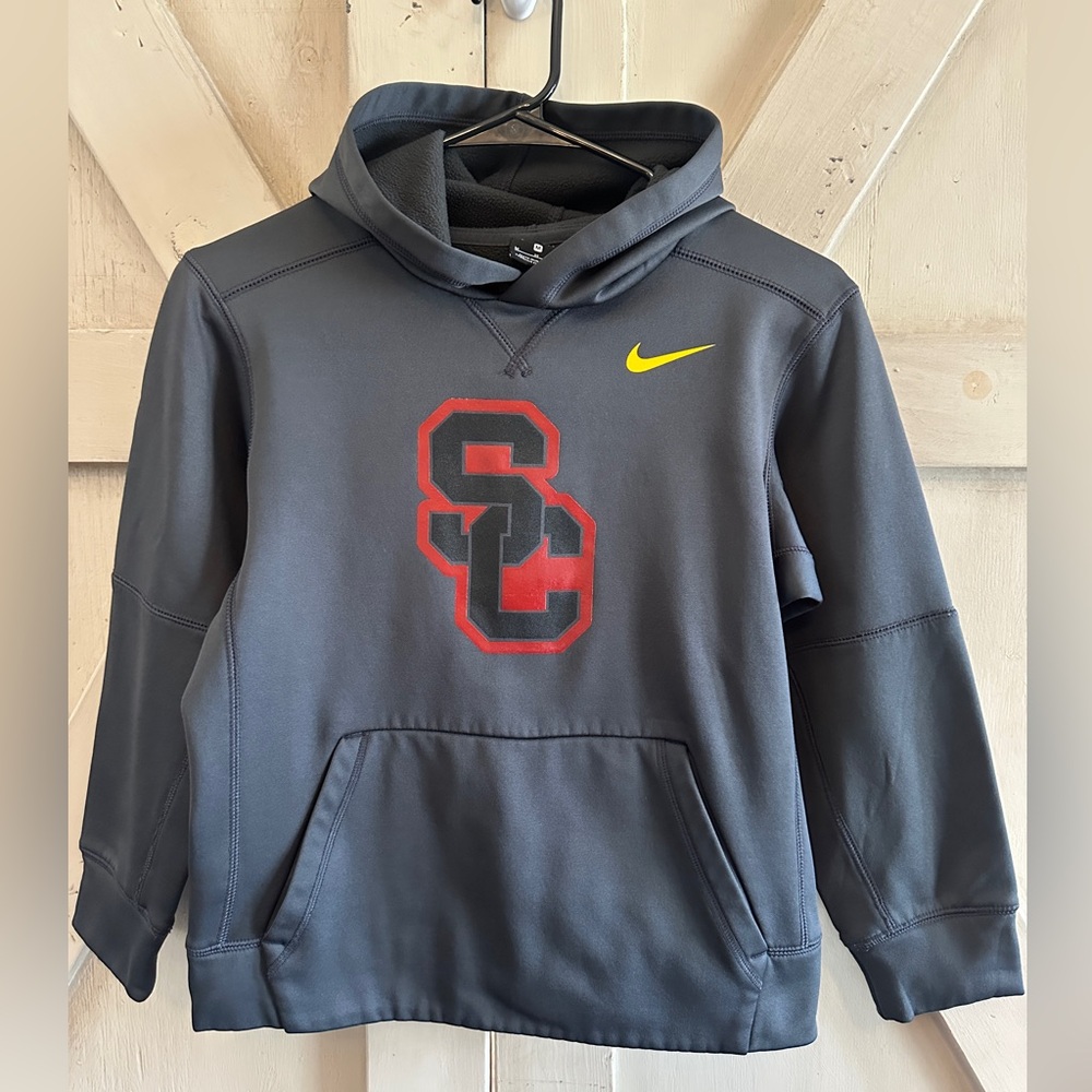 Nike Dri-FIT USC Trojans Gray Fleece Hoodie Youth Medium Pullover